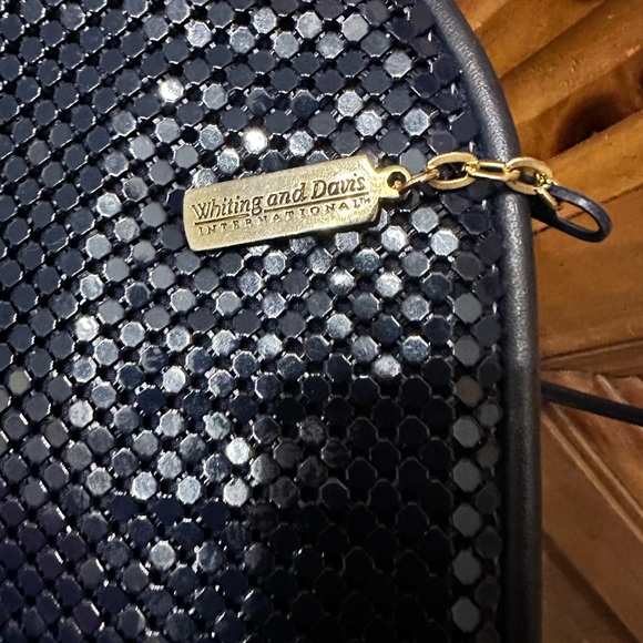 Vintage Whiting & Davis Navy Soft Mesh Evening Shoulder Bag Crossbody - Picture 4 of 7